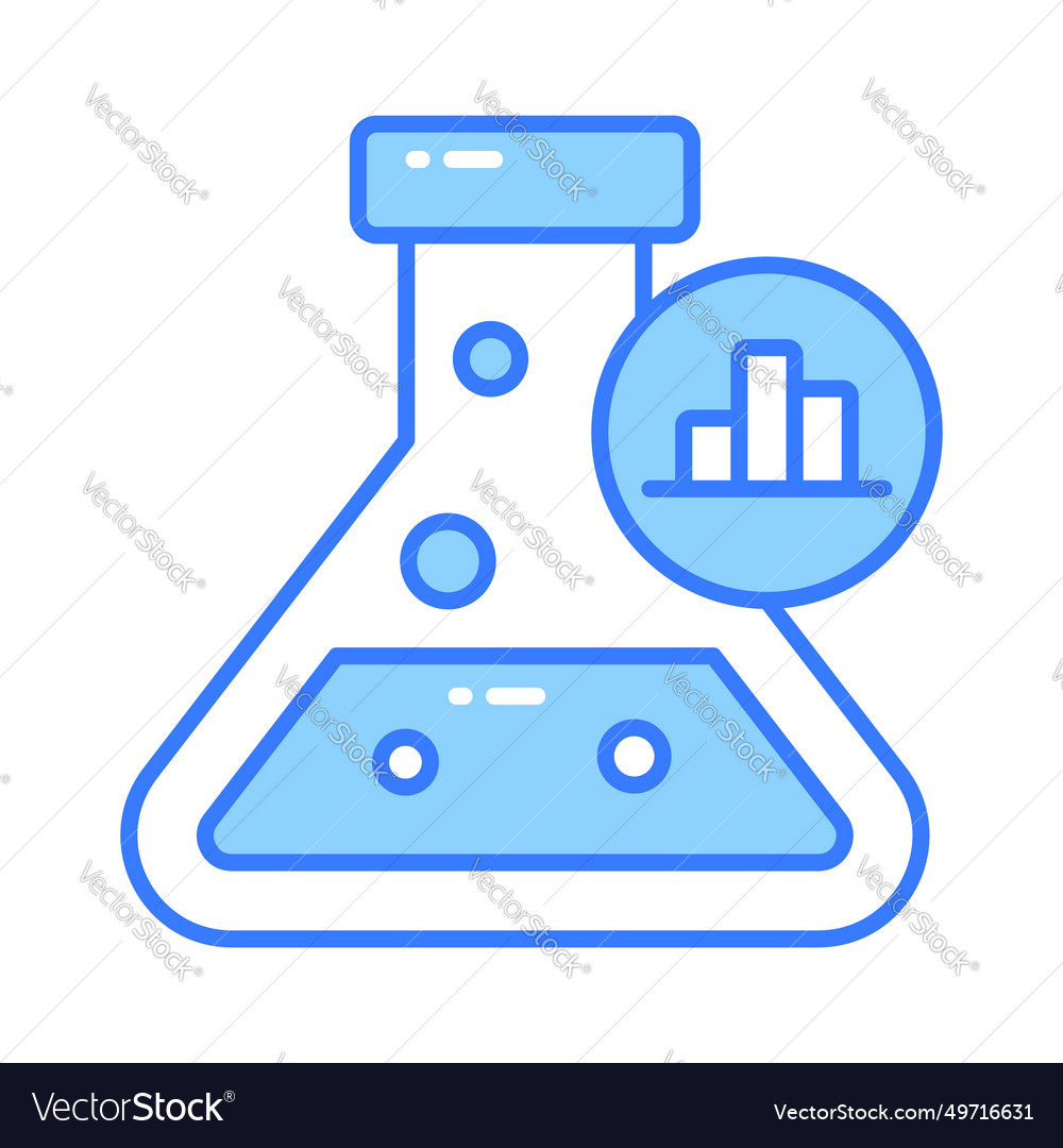 Flask with data chart denoting market