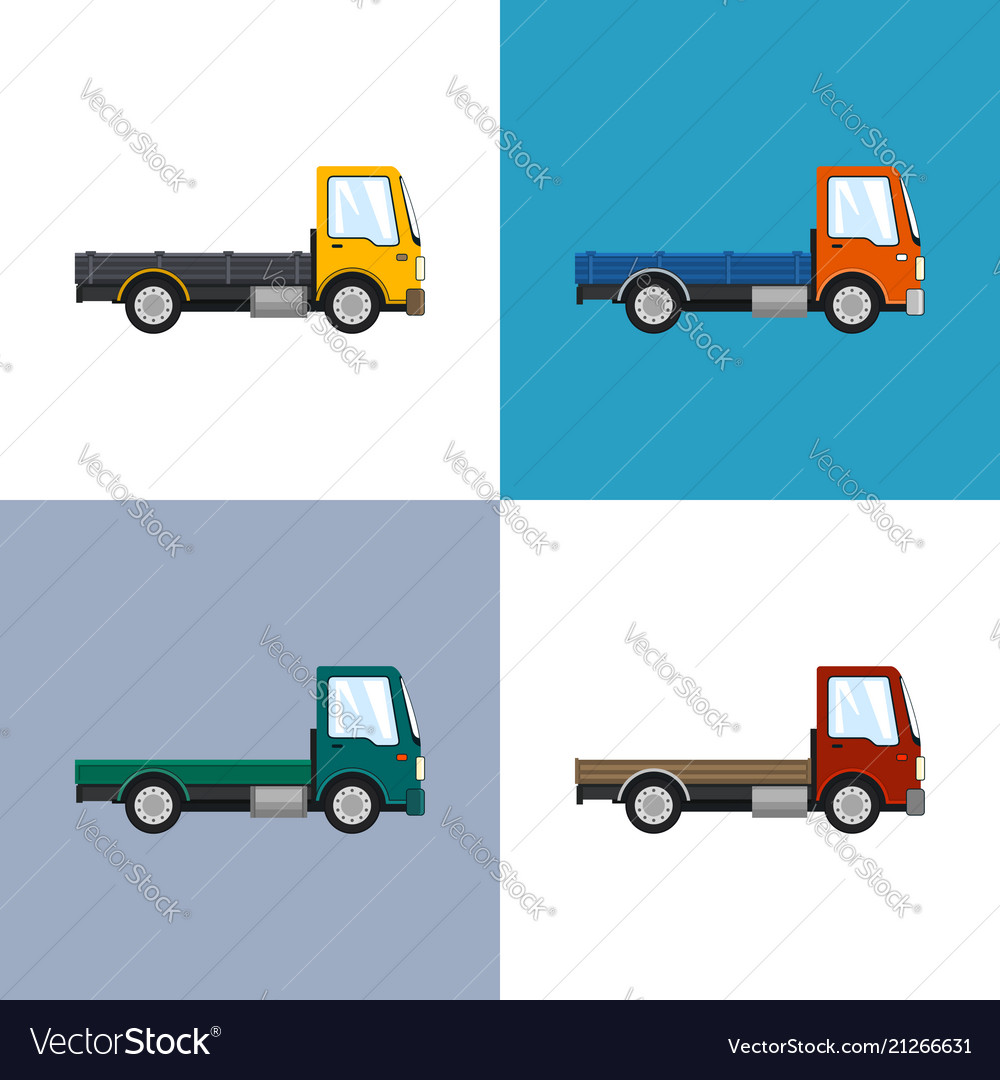 Four types of mini lorries without load isolated