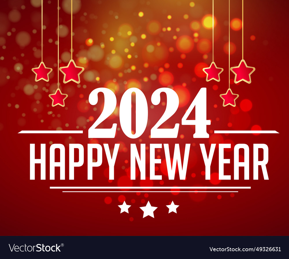 Happy new year 2024 holiday design red and white Vector Image