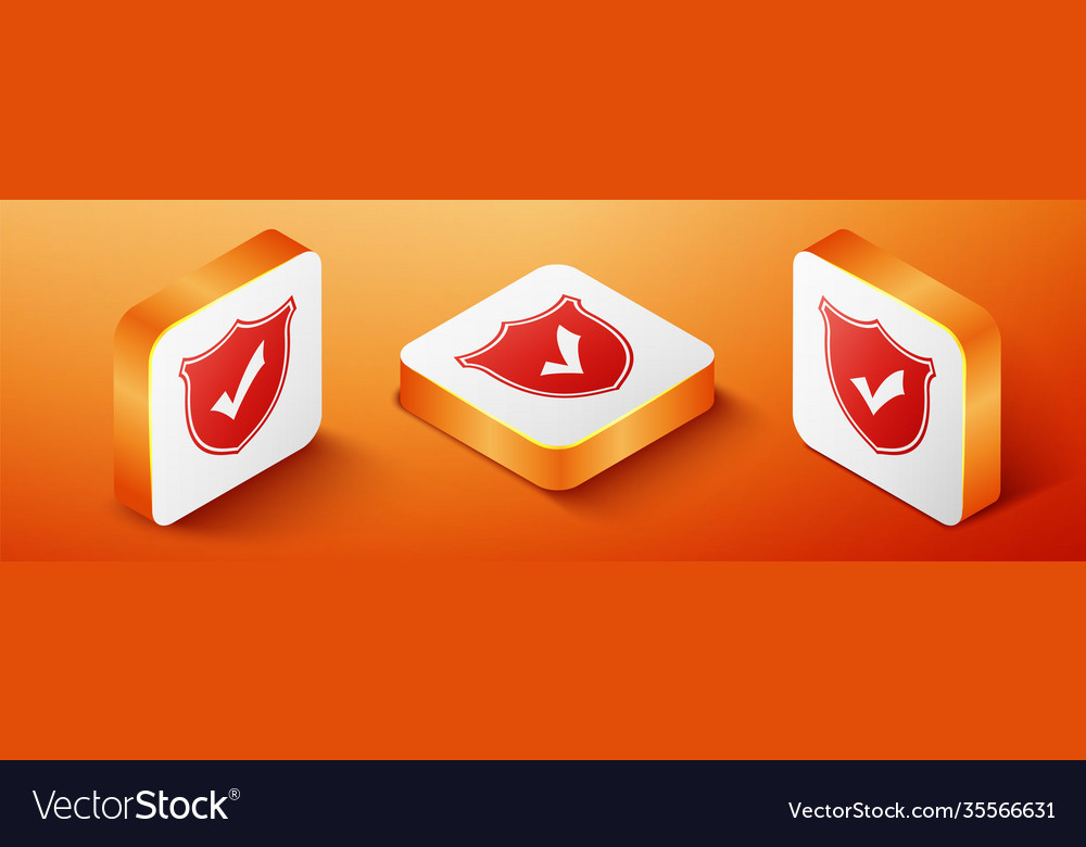 Isometric shield with check mark icon isolated vector image Isometric shield with check mark icon isolated