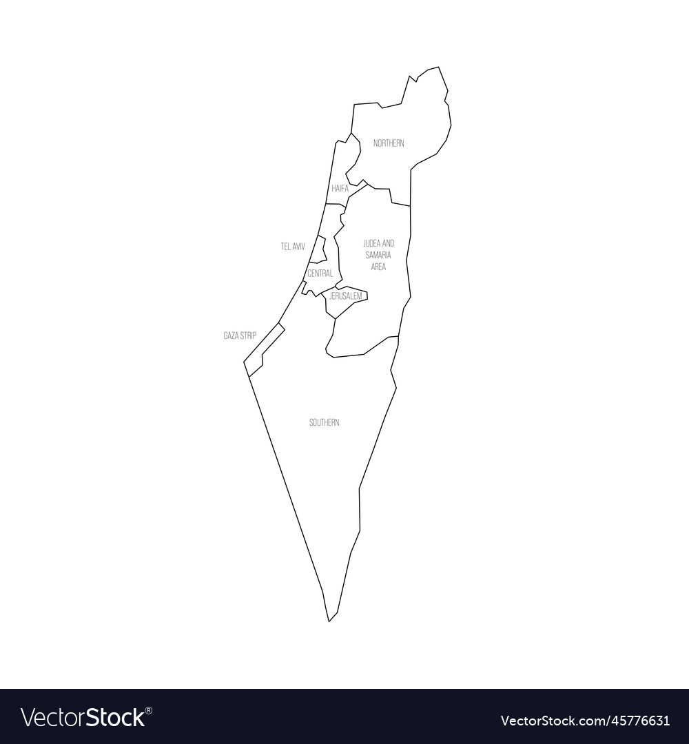 Israel political map of administrative divisions Vector Image