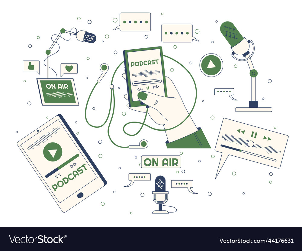 Podcast recording outline elements microphone