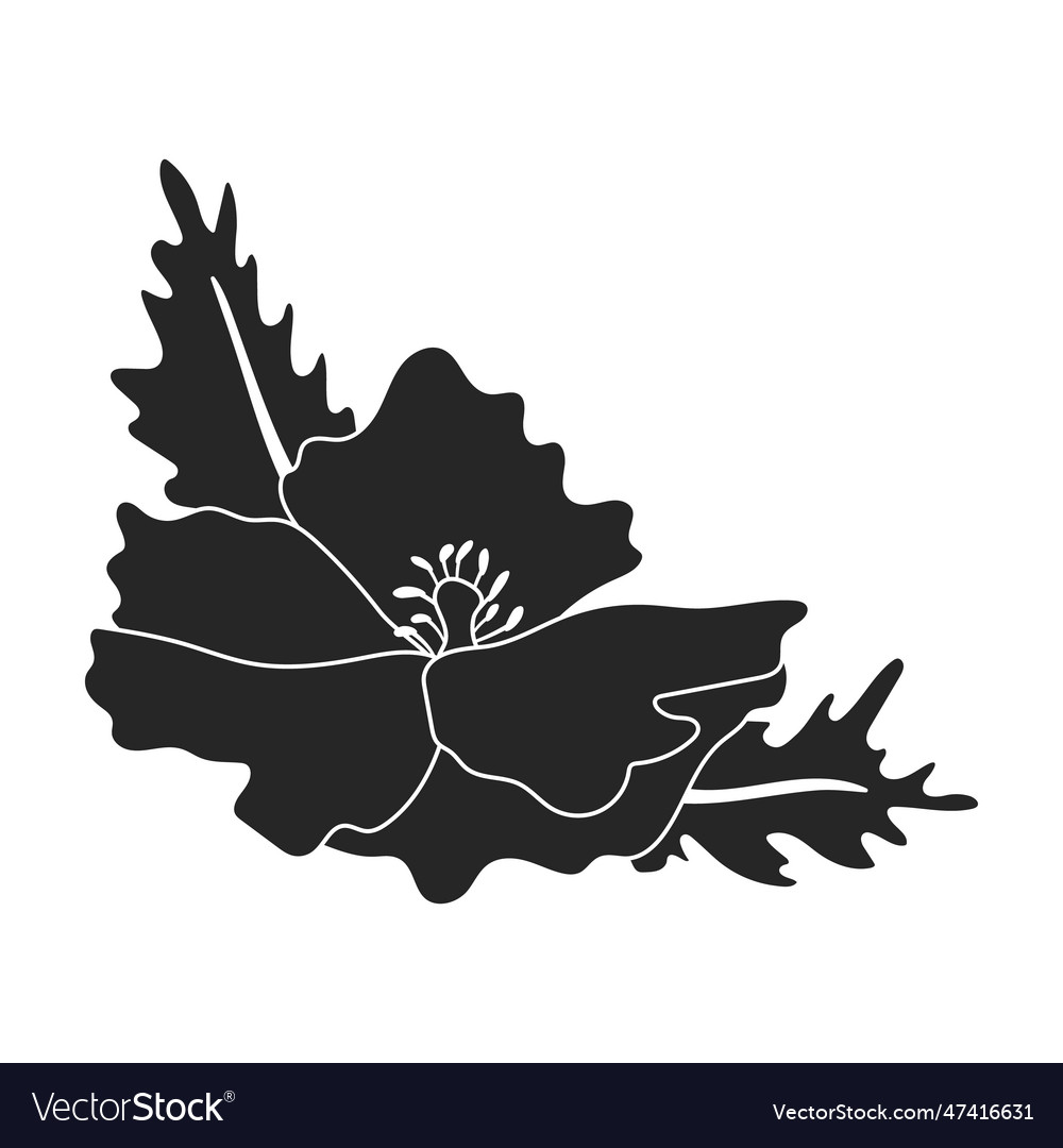 Poppy flower black icon Royalty Free Vector Image