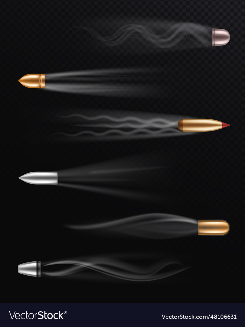 Realistic flying bullet fired bullets in motion