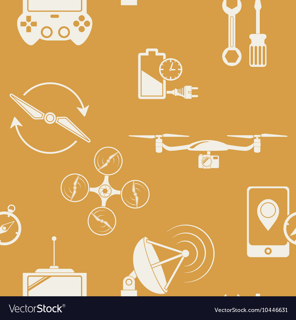 Seamless pattern with drone icons