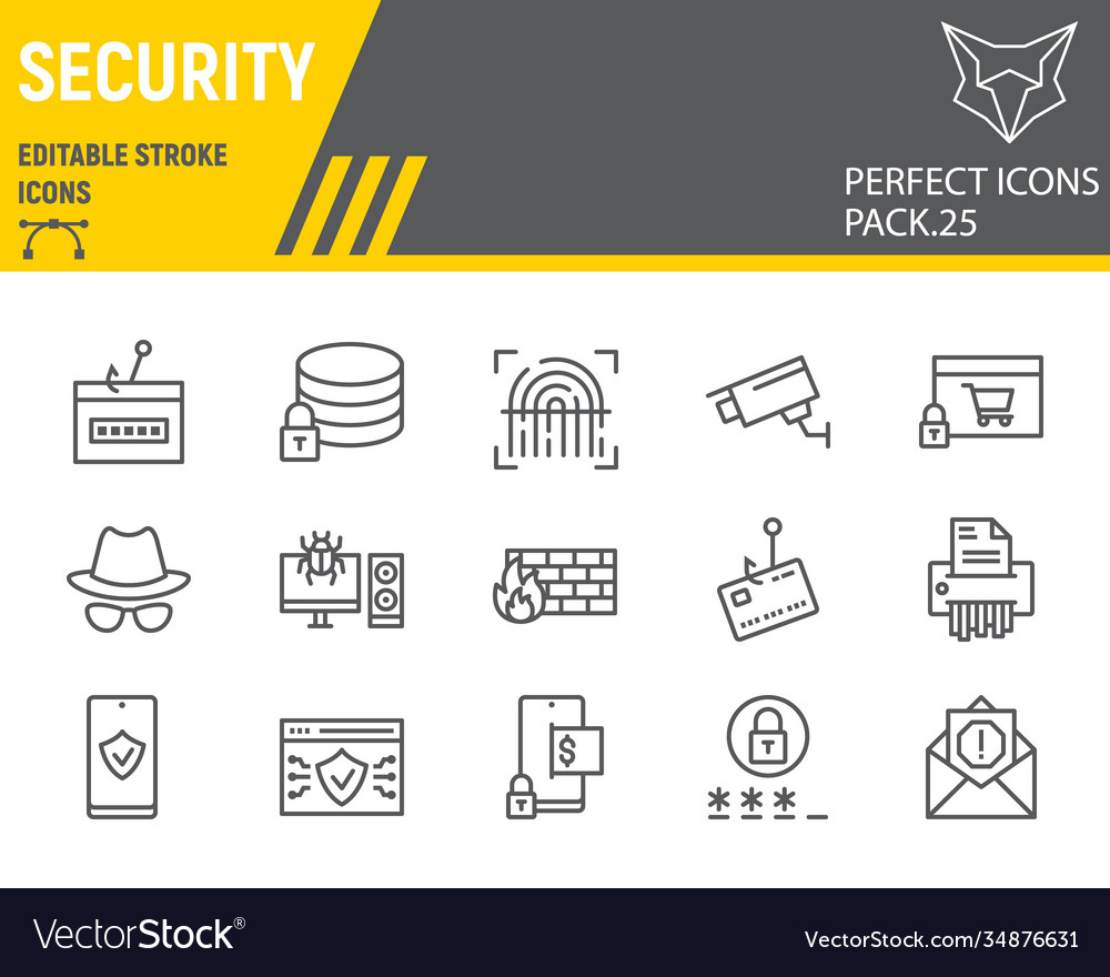 Security line icon set network protection Vector Image Security line icon set network protection
