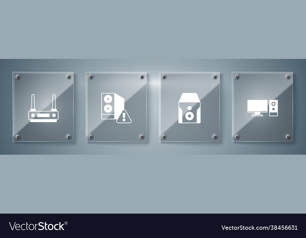 Set computer monitor uninterruptible power supply vector image Set computer monitor uninterruptible power supply