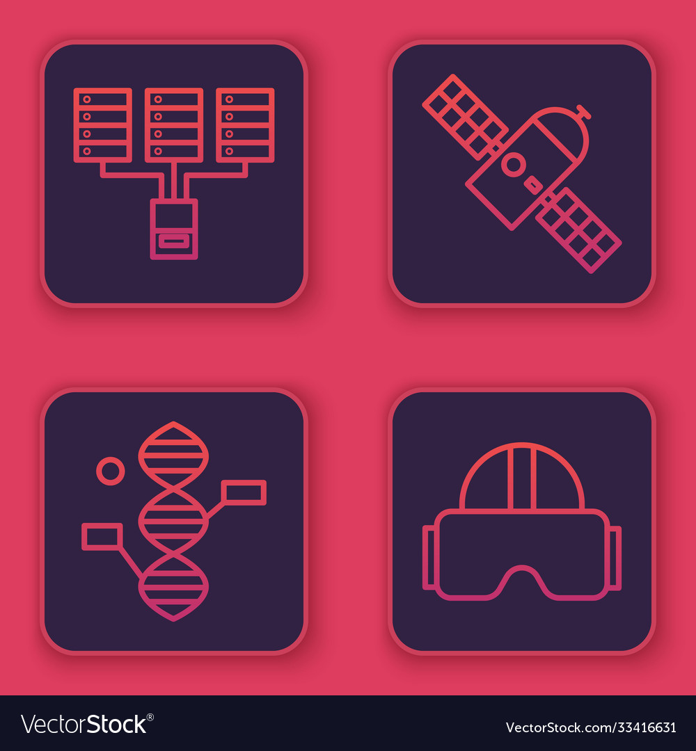 Set line server data web hosting dna symbol vector image Set line server data web hosting dna symbol
