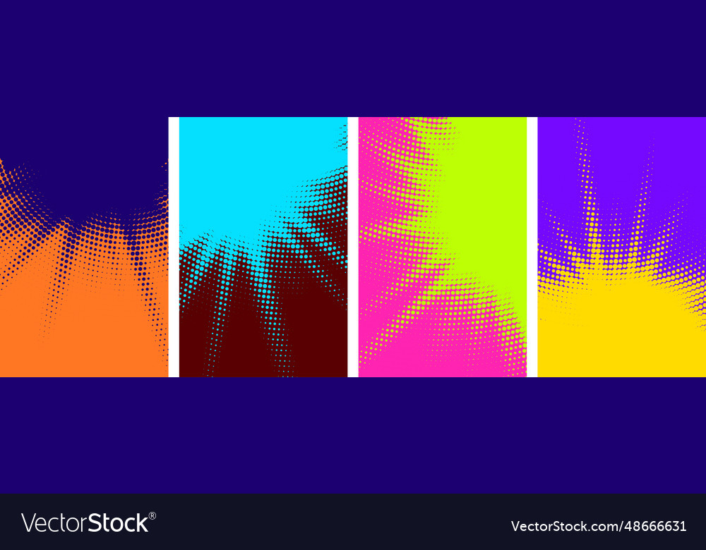 Set of colorful sunny rays gradient halftone dots Vector Image Set of colorful sunny rays gradient halftone dots