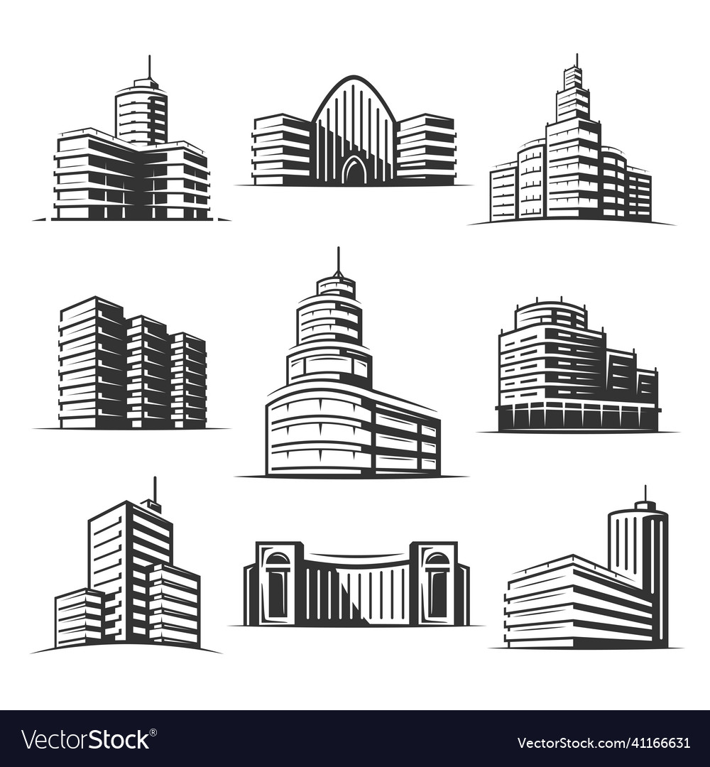 Set of elements the building isolated on white Vector Image