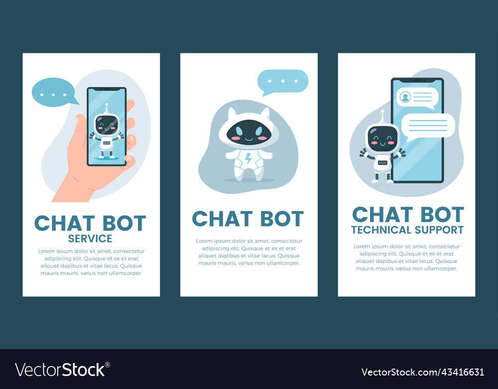 Set of mobile page templates about chat bot