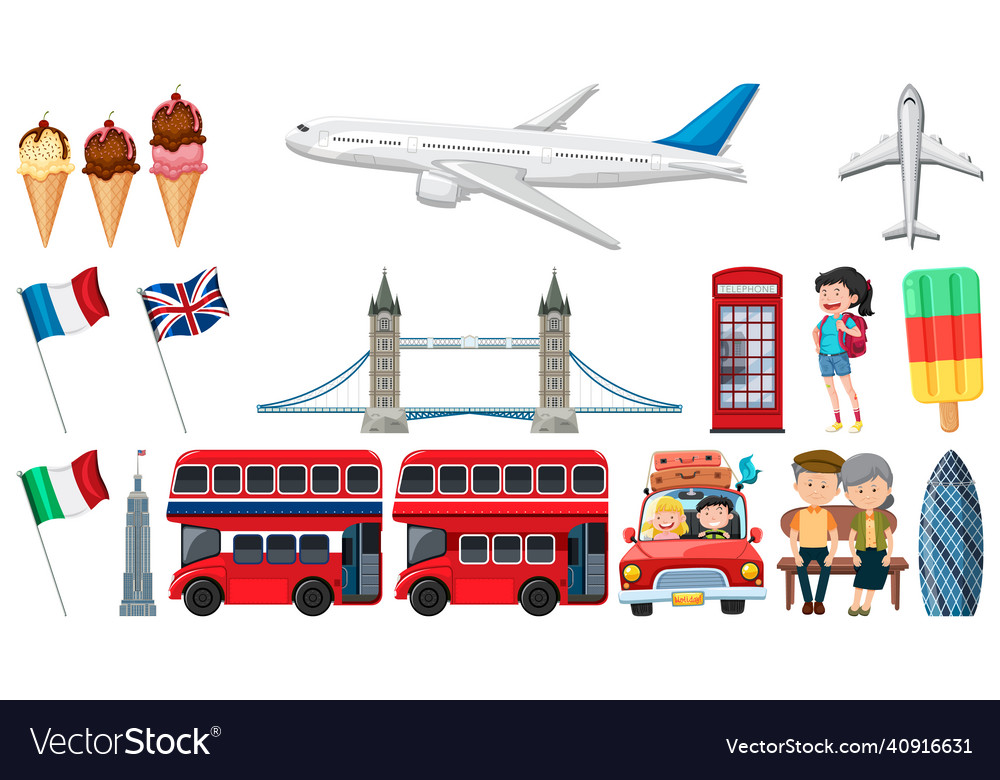 Set of summer vacation objects and elements