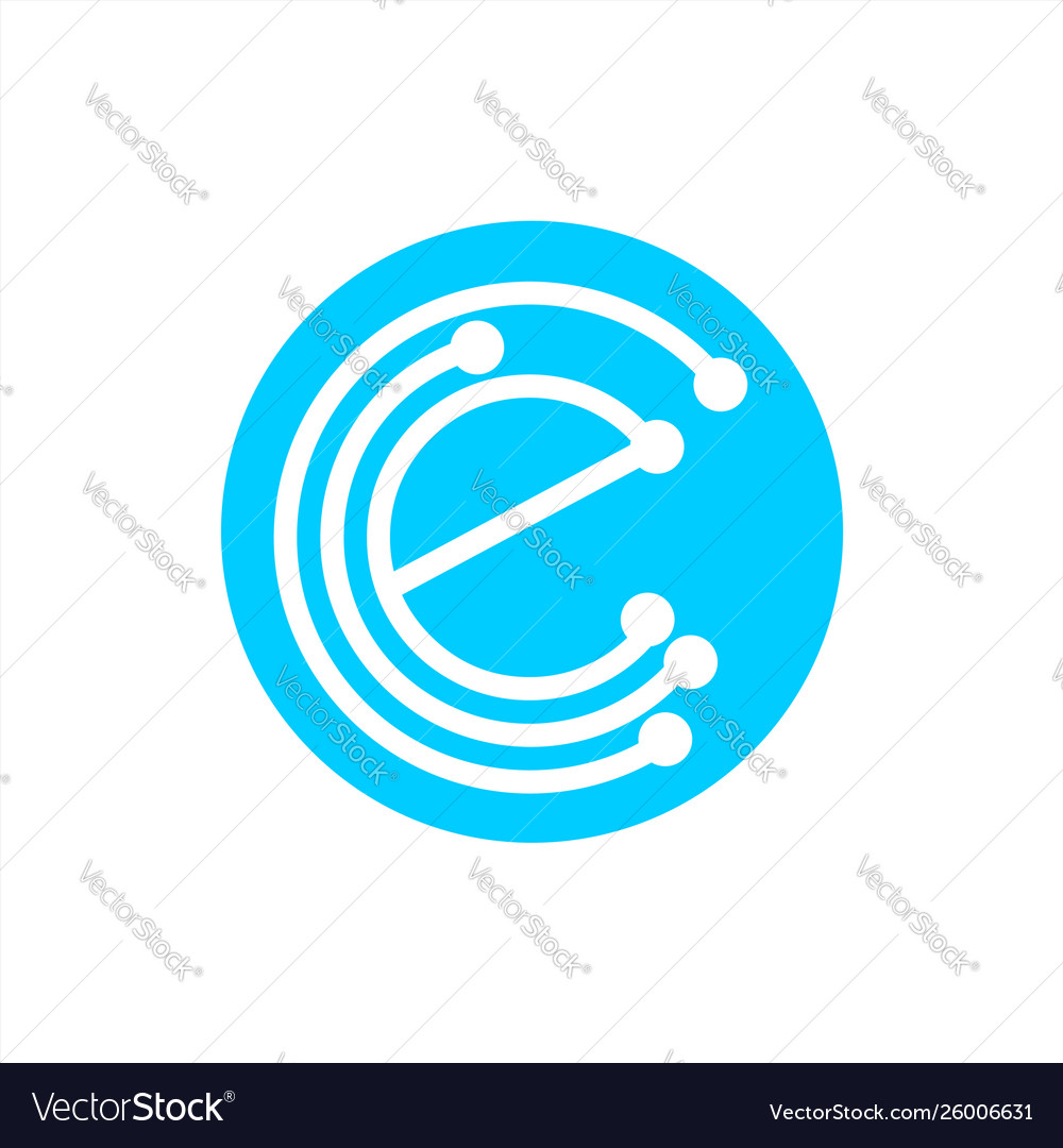 Simple e cce cec initials geometric network line vector image Simple e cce cec initials geometric network line