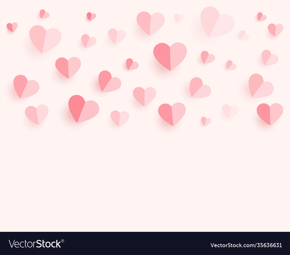 Soft paper hearts pattern background with text