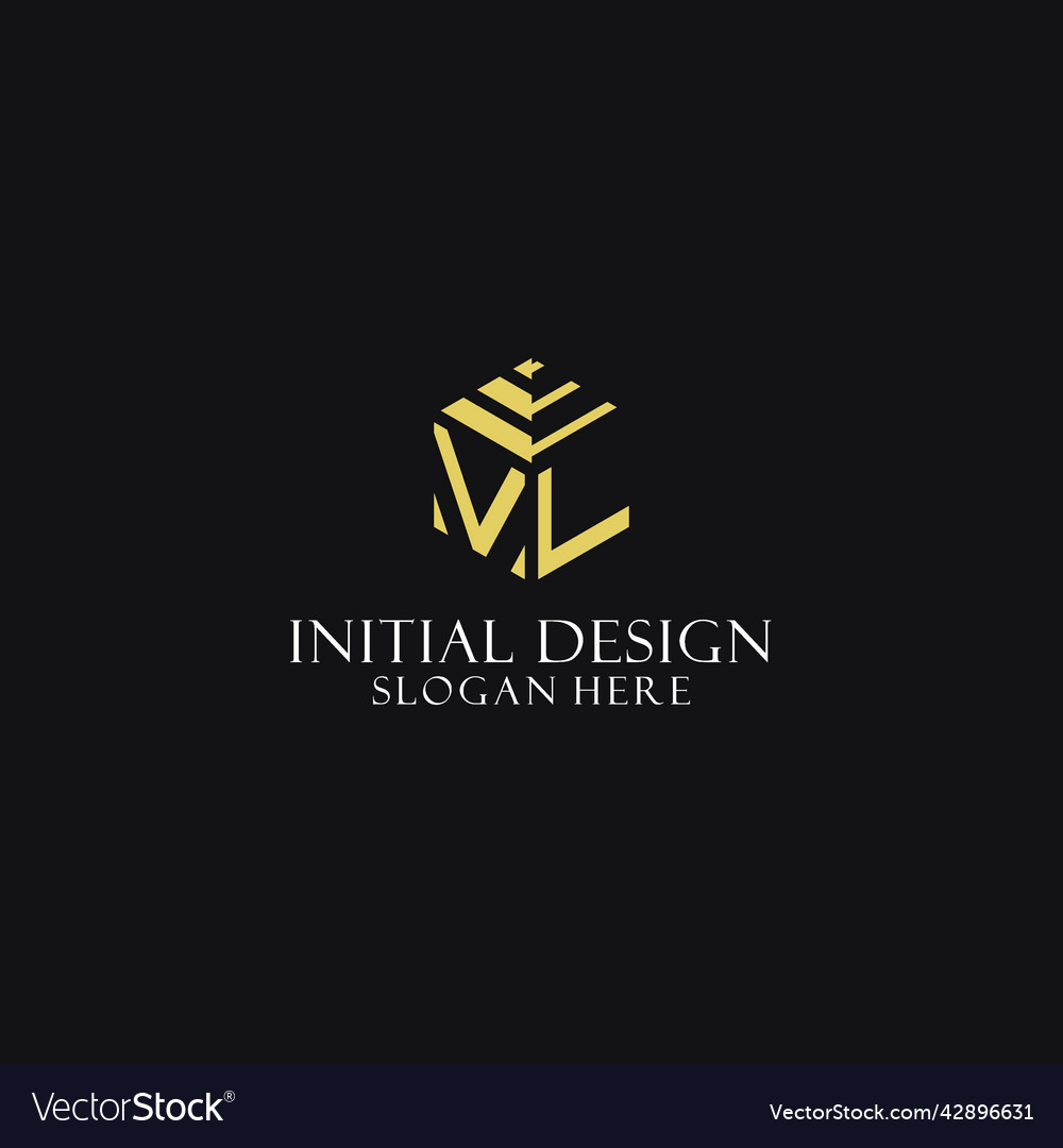 Vl initial monogram with hexagon shape logo