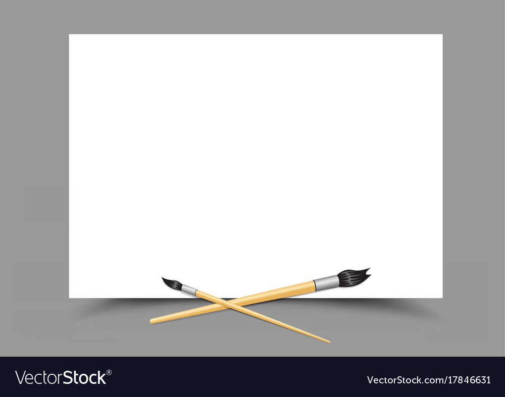 White paper and paint brushes Royalty Free Vector Image
