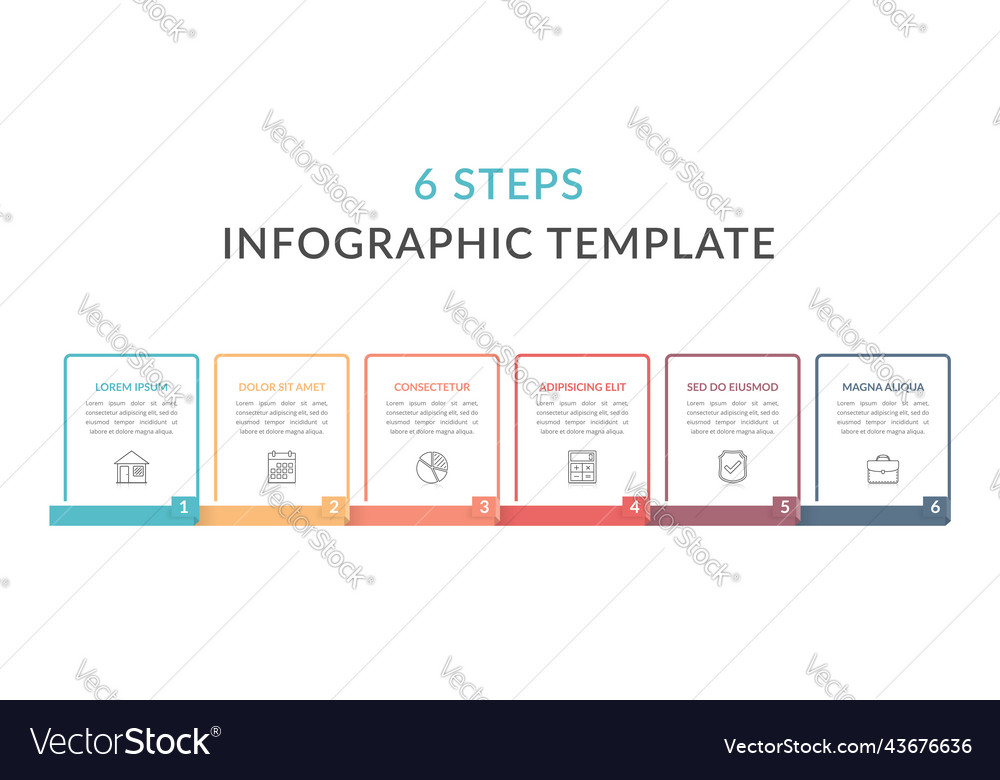 6 steps - infographic template Royalty Free Vector Image