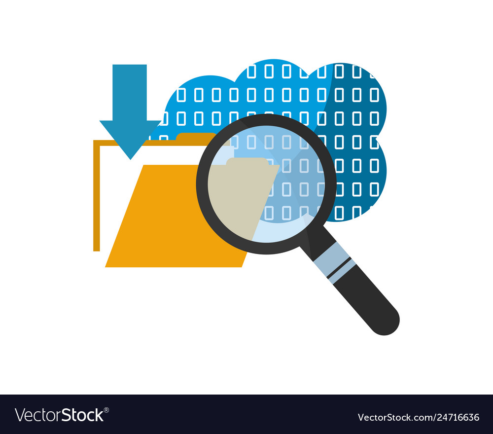 Cloud computing with magnifying glass and folder vector image Cloud computing with magnifying glass and folder