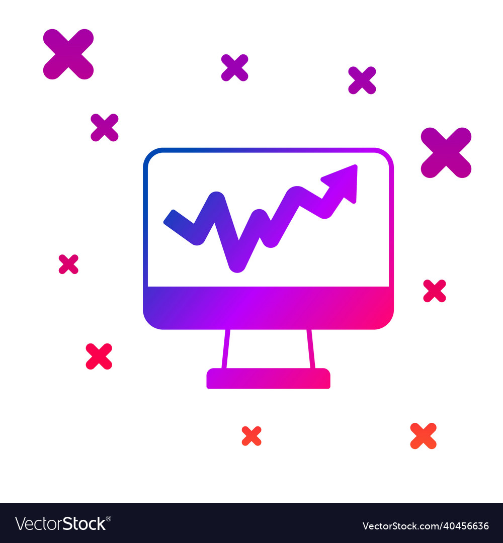 Color computer monitor with graph chart icon vector image Color computer monitor with graph chart icon