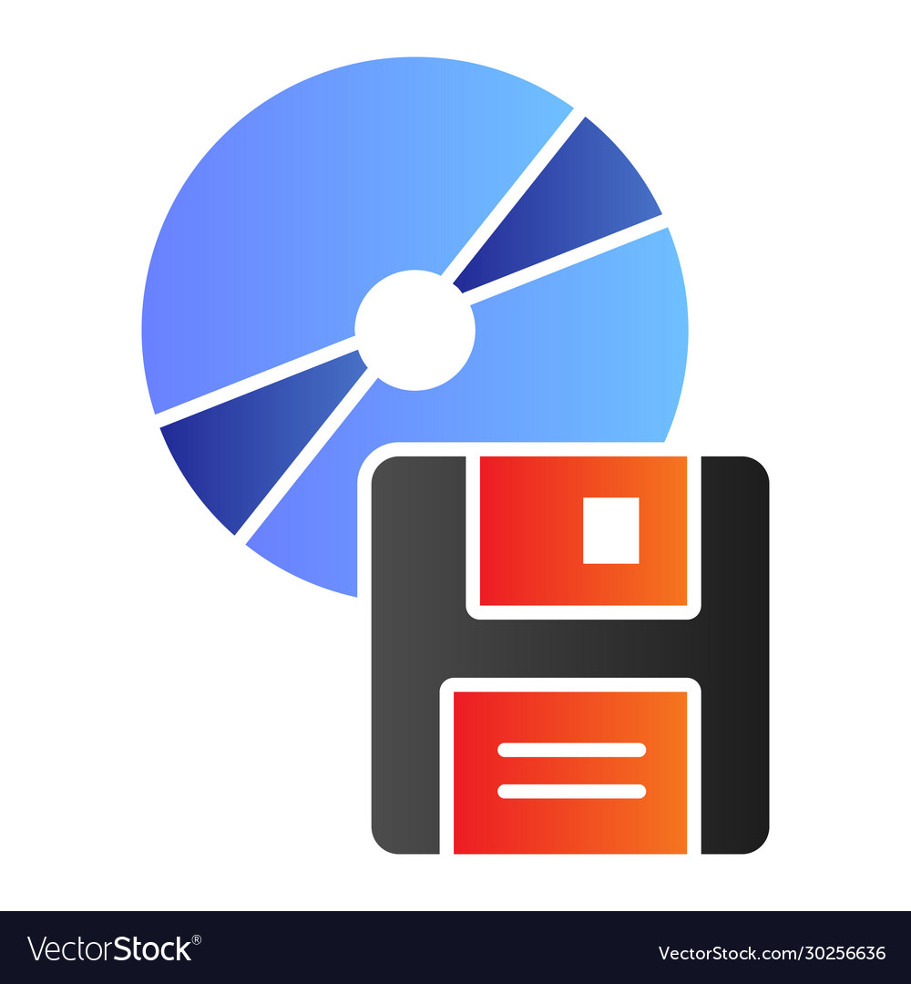 Compact disk and floppy diskette flat icon