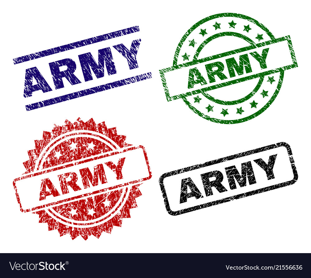 Damaged Textured Army Stamp Seals Royalty Free Vector Image