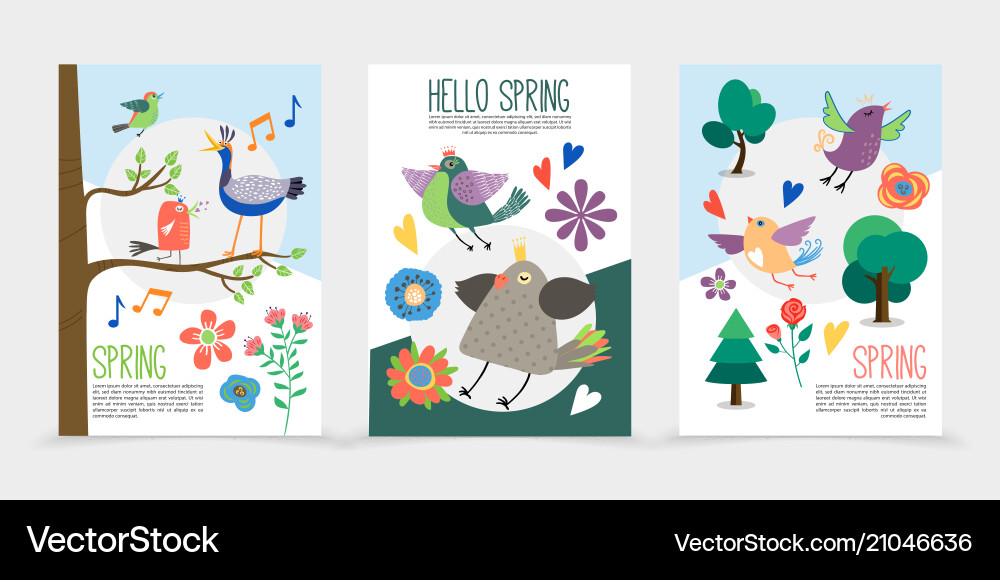 Spring Day Time Poster Flat spring time romantic posters Royalty Free Vector Image