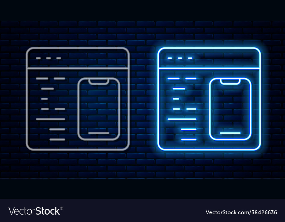 Glowing neon line software web developer Vector Image Glowing neon line software web developer