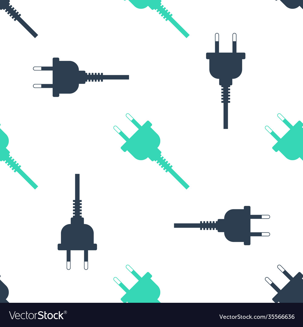 Green electric plug icon isolated seamless pattern