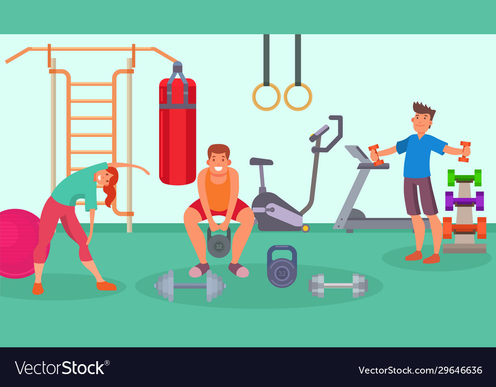 Gym with fitness sport equipment for training Vector Image