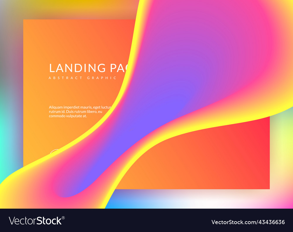 Landing page with liquid dynamic elements Vector Image Landing page with liquid dynamic elements
