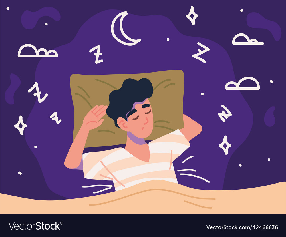 Man sleeping good night Royalty Free Vector Image