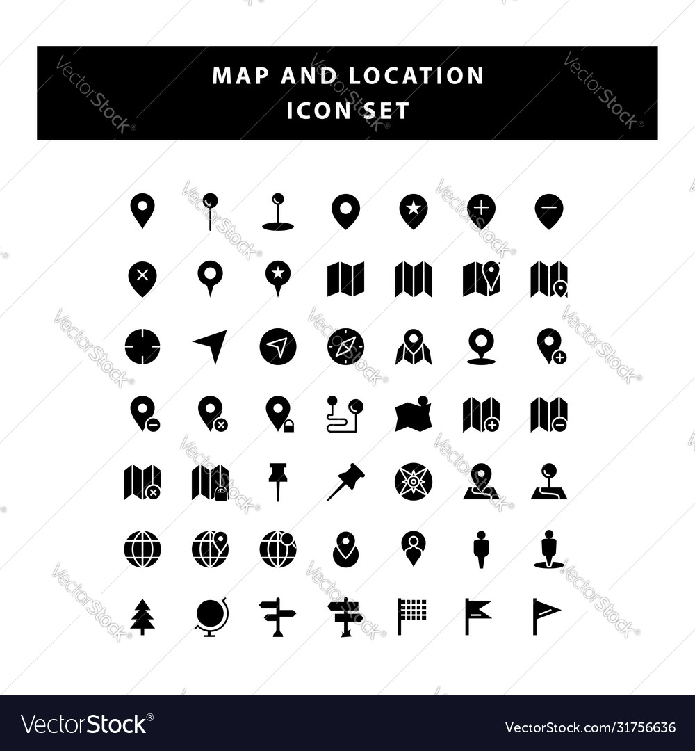 Map & Navigation Glyph Set