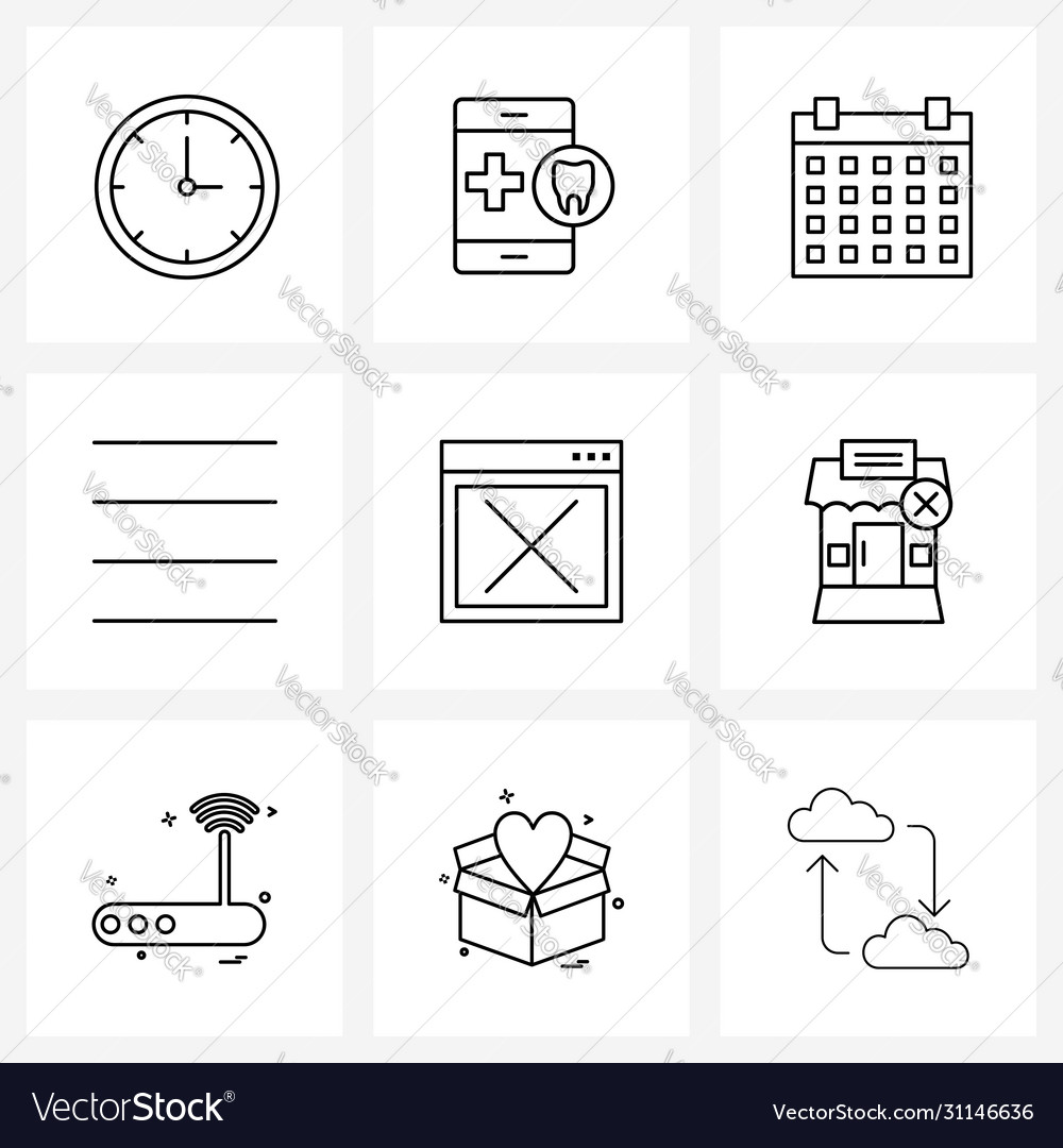Modern line 9 simple icons cross