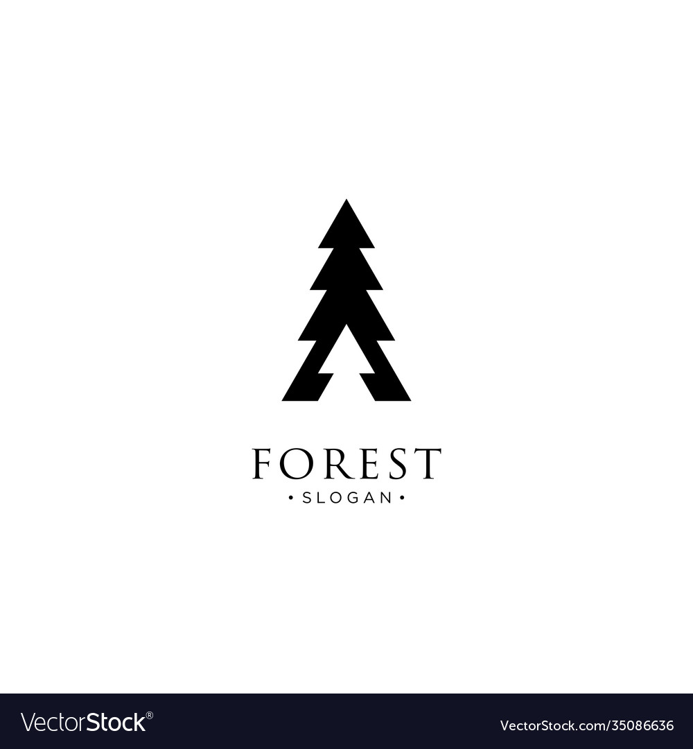 Monoline Forest Mountain And Wave Logo Icon Vector Image