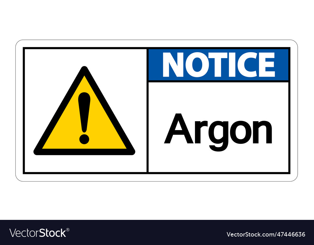 Notice argon symbol sign isolate on white vector image Notice argon symbol sign isolate on white