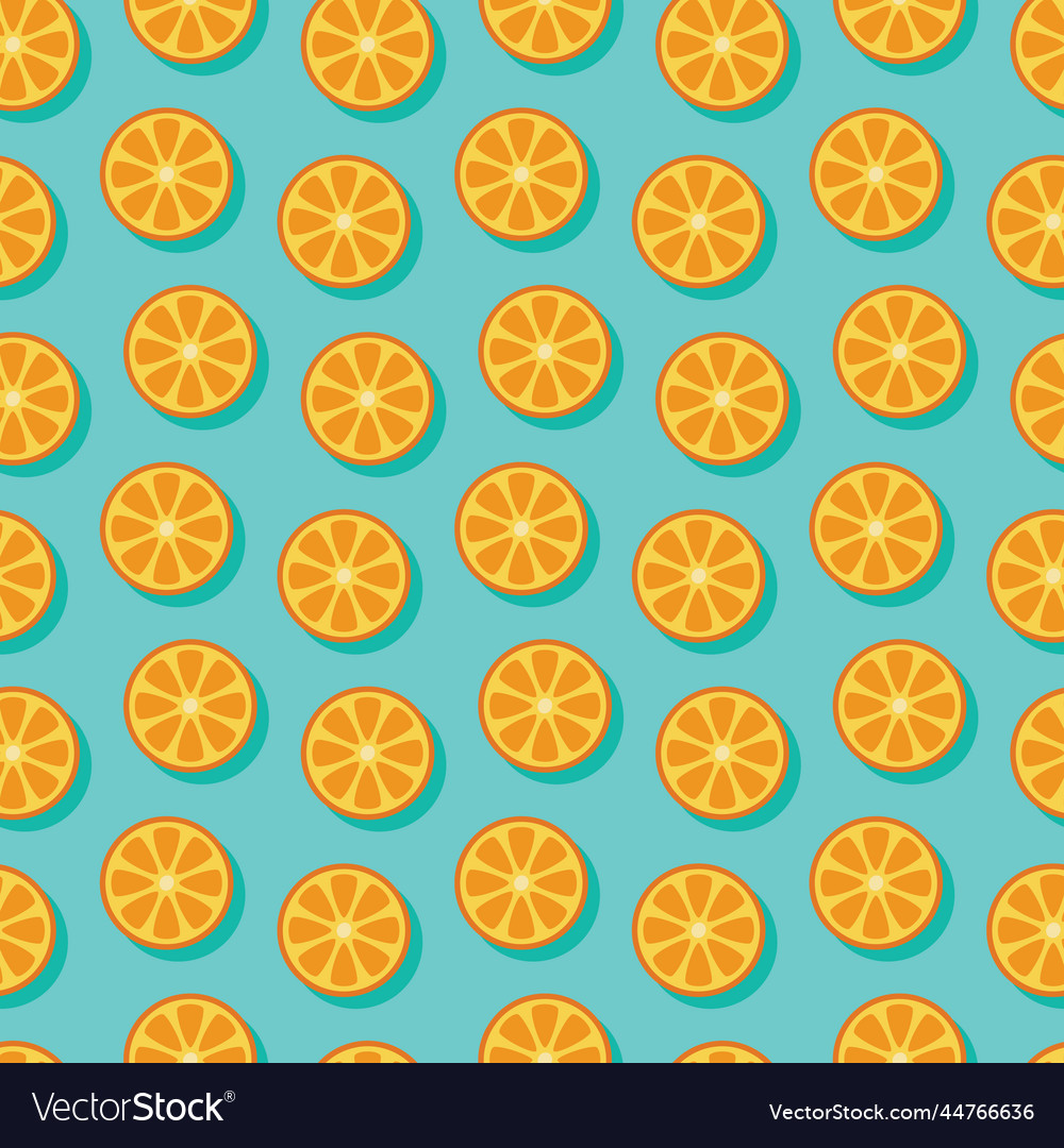 Oranges on blue seamless repeat pattern background
