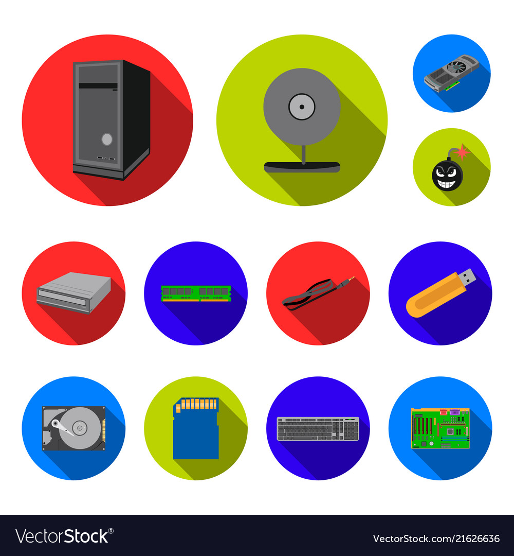 Personal computer flat icons in set collection