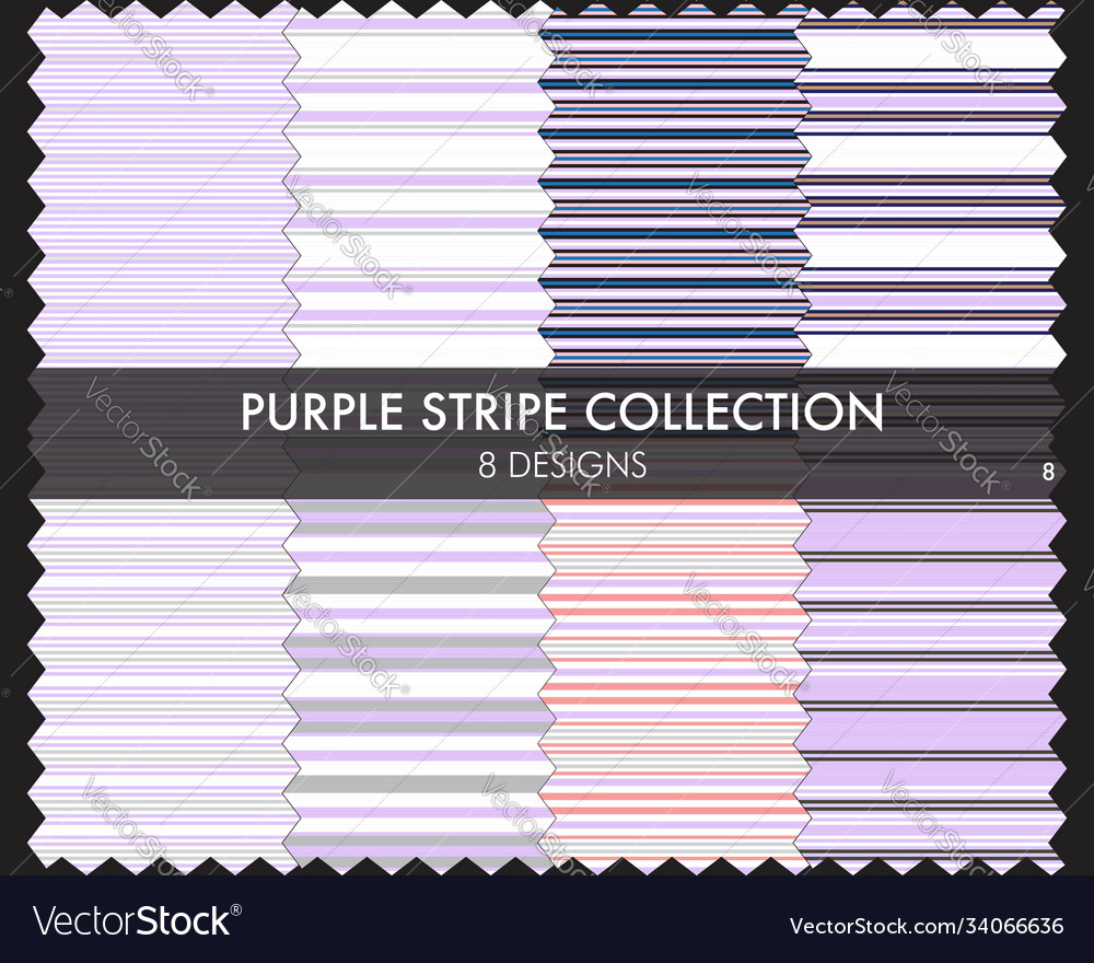Purple stripe seamless pattern collection vector image Purple stripe seamless pattern collection