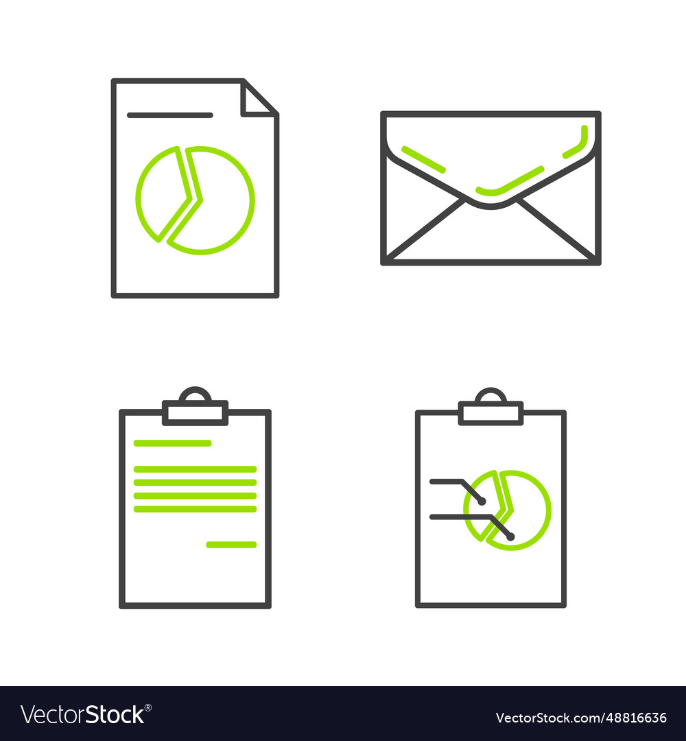 Set line clipboard with graph chart document vector image Set line clipboard with graph chart document