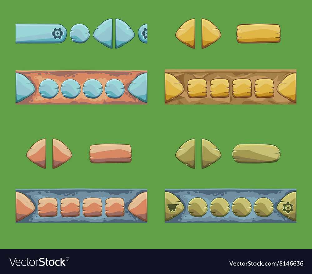 Set of cartoon buttons with different shapes gui