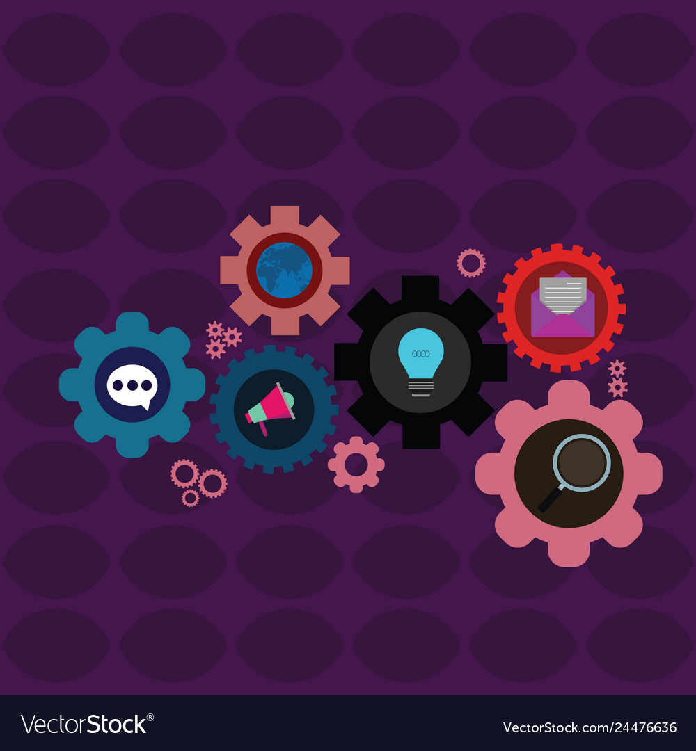 Set of global social networking icons inside vector image Set of global social networking icons inside