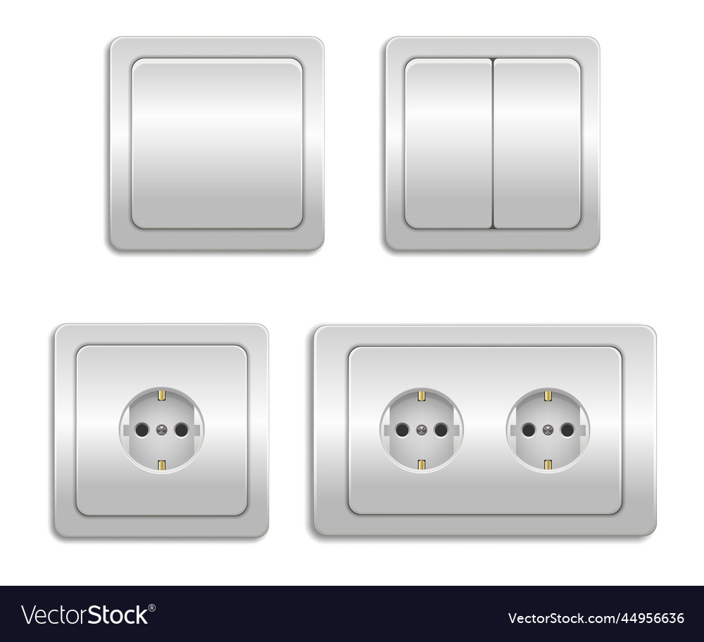 Set of realistic sockets switches