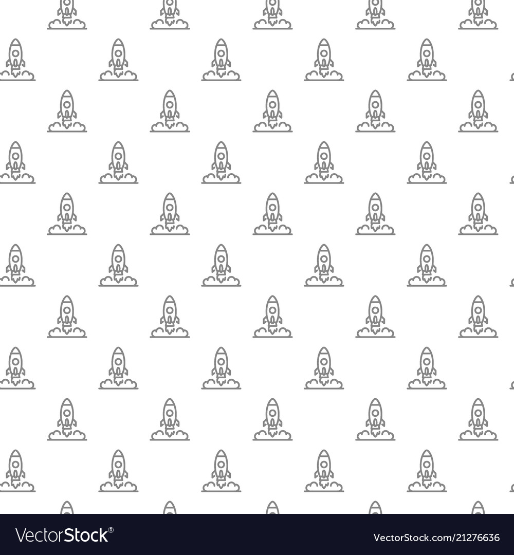 Simple rocket and spaceship seamless pattern