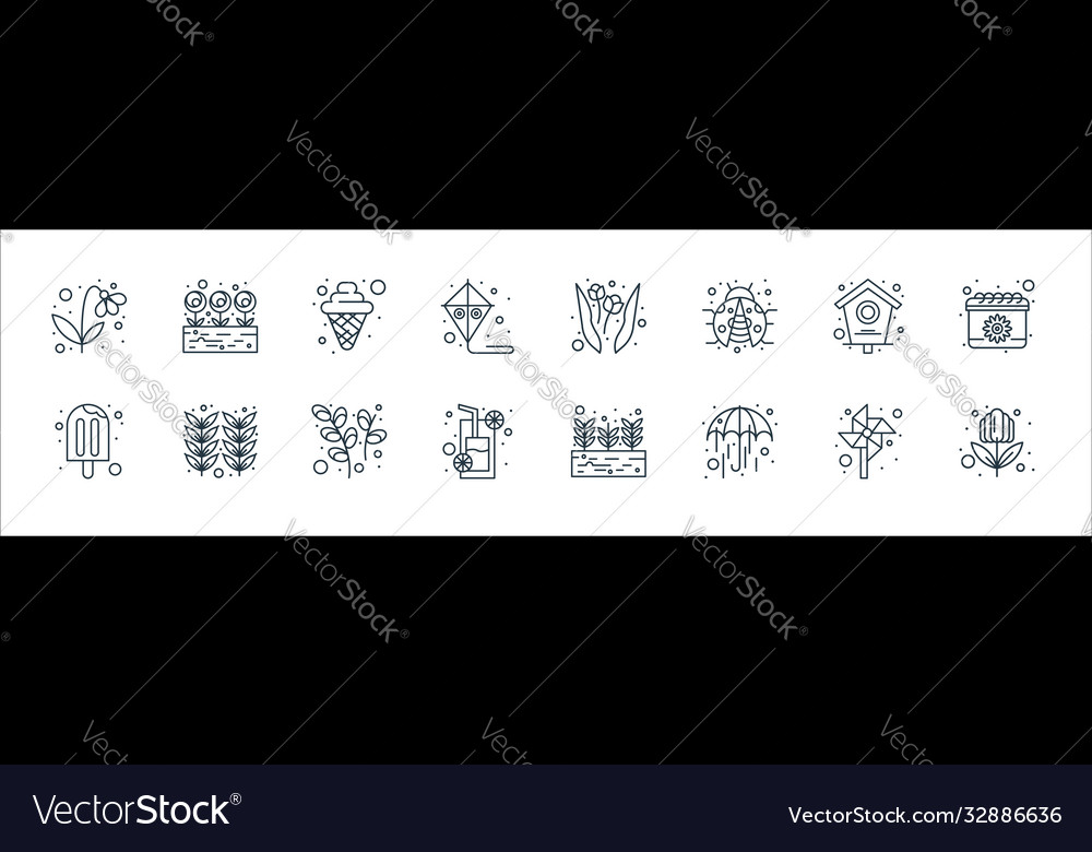 Spring line icons linear set quality vector image Spring line icons linear set quality