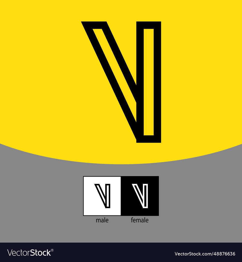 V letter logo black color