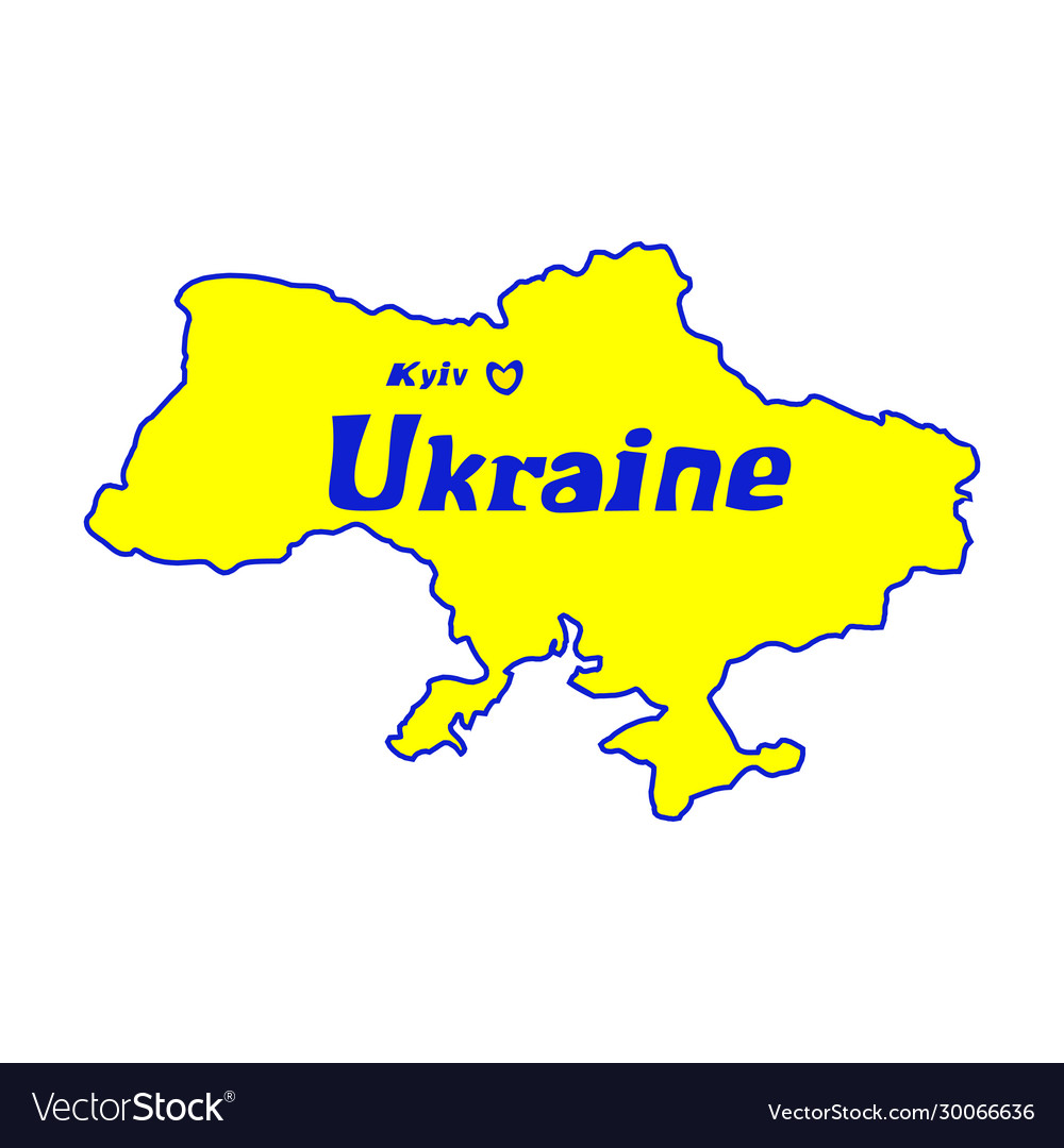 Yellow outline map ukraine stylized concept