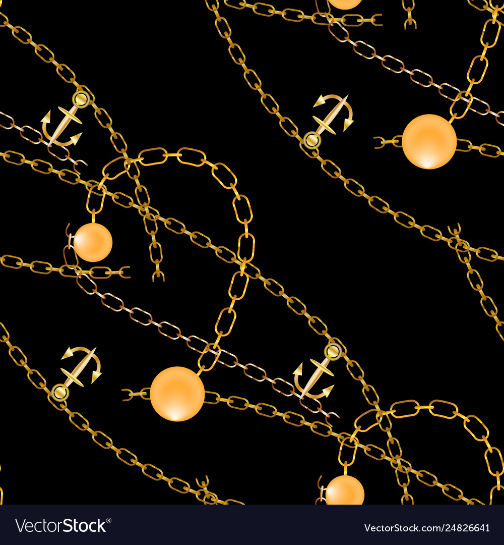 Abstract seamless pattern with golden chains vector image Abstract seamless pattern with golden chains