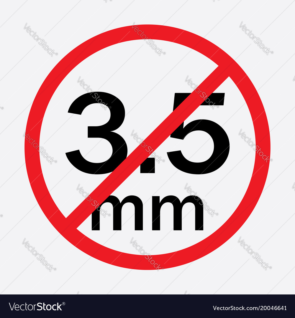 Audio jack 35mm in ban sign icon