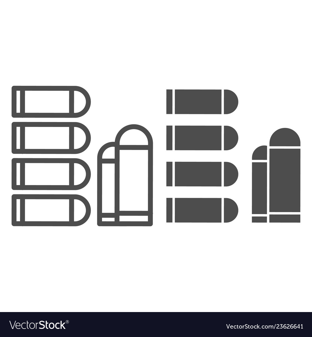 Bullets line and glyph icon ammunition