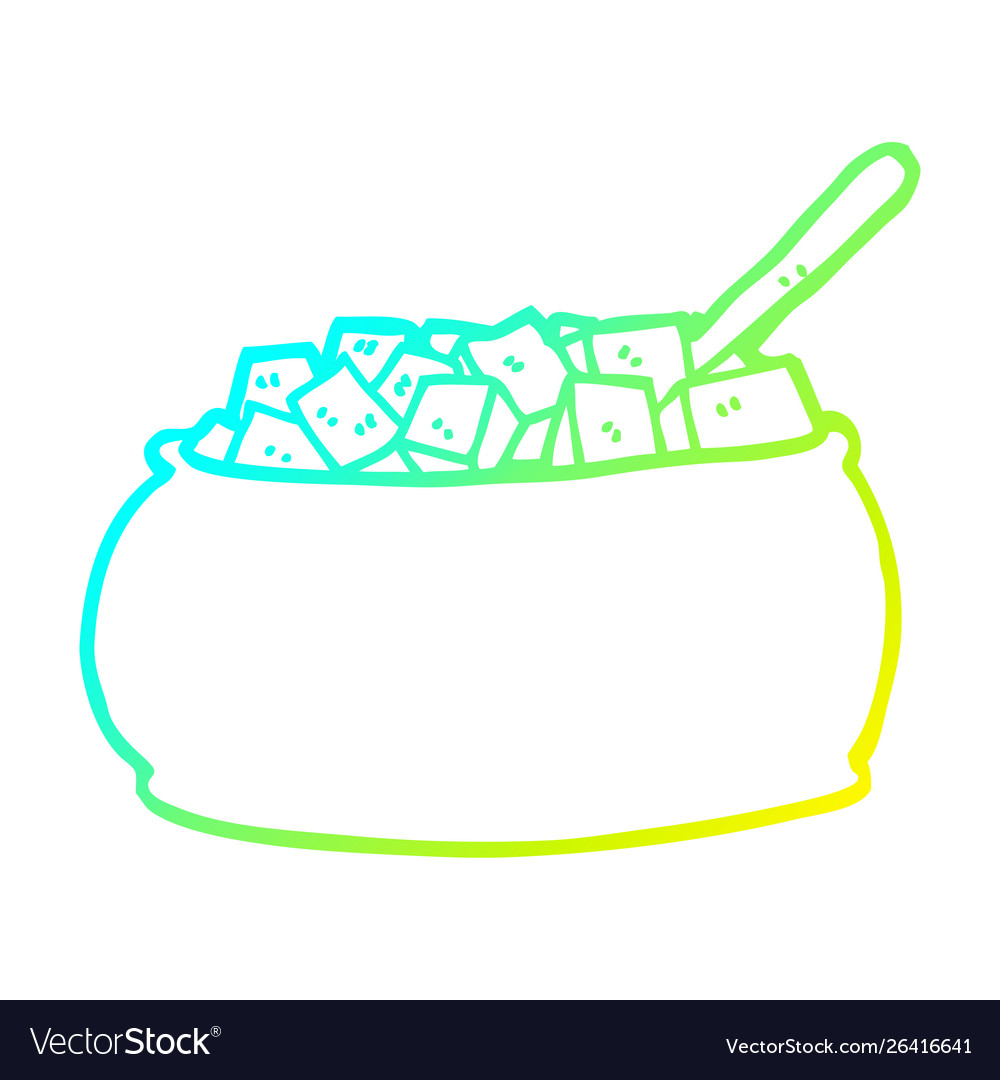 Cold gradient line drawing cartoon sugar bowl